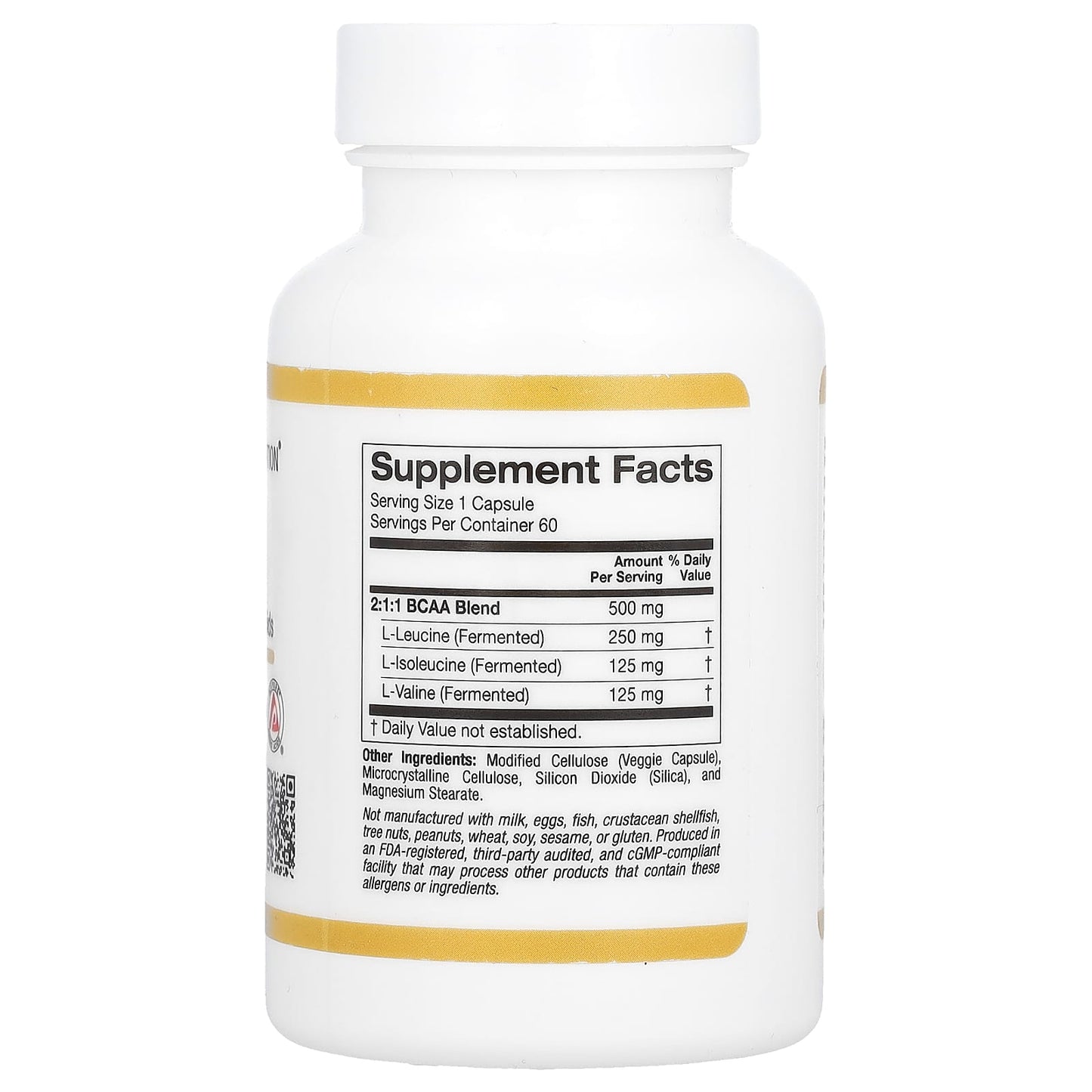 California Gold Nutrition, BCAA, AjiPure® Branched Chain Amino Acids, 500 mg, 60 Veggie Caps