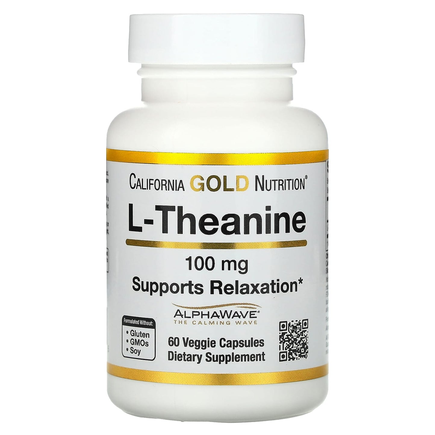 California Gold Nutrition-L-Theanine-Featuring AlphaWave-100 mg-60 Veggie Capsules