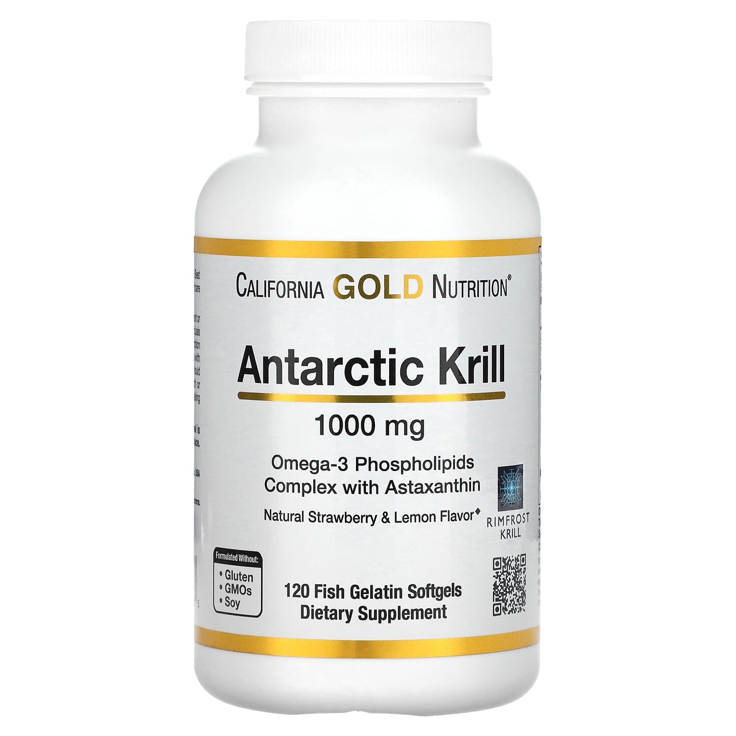 California Gold Nutrition-Antarctic Krill Oil-Omega-3 Phospholipids Complex with Astaxanthin-Natural Strawberry and Lemon Flavor-1,000 mg-120 Fish Gelatin Softgels