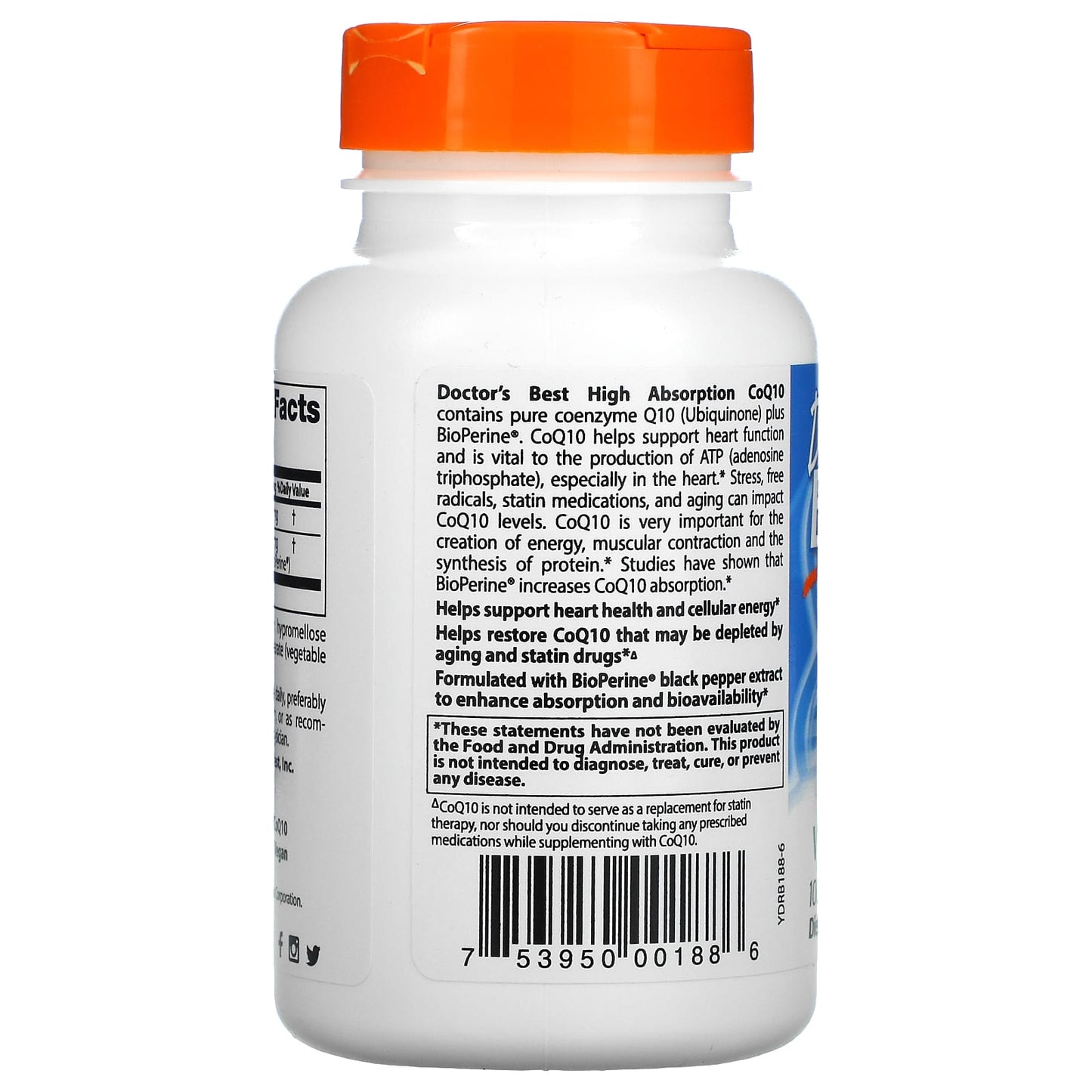 Doctor's Best, High Absorption CoQ10 with BioPerine, 100 mg, 120 Veggie Caps