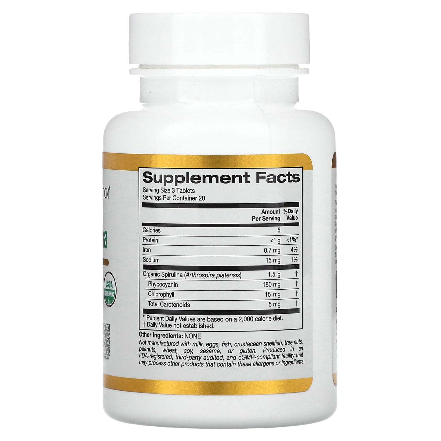 California Gold Nutrition, Organic Spirulina, 1,500 mg, 60 Tablets (500 mg per Tablet)