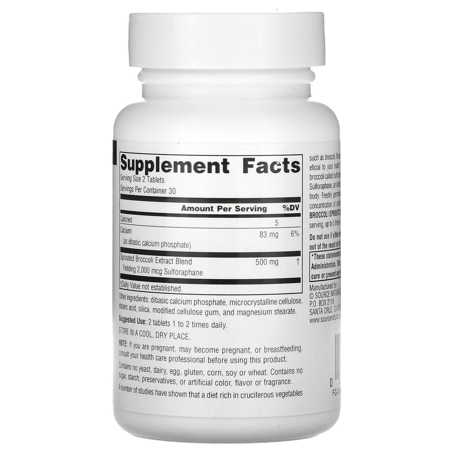 Source Naturals, Broccoli Sprouts Extract, 250 mg, 60 Tablets (125 mg per Tablet)