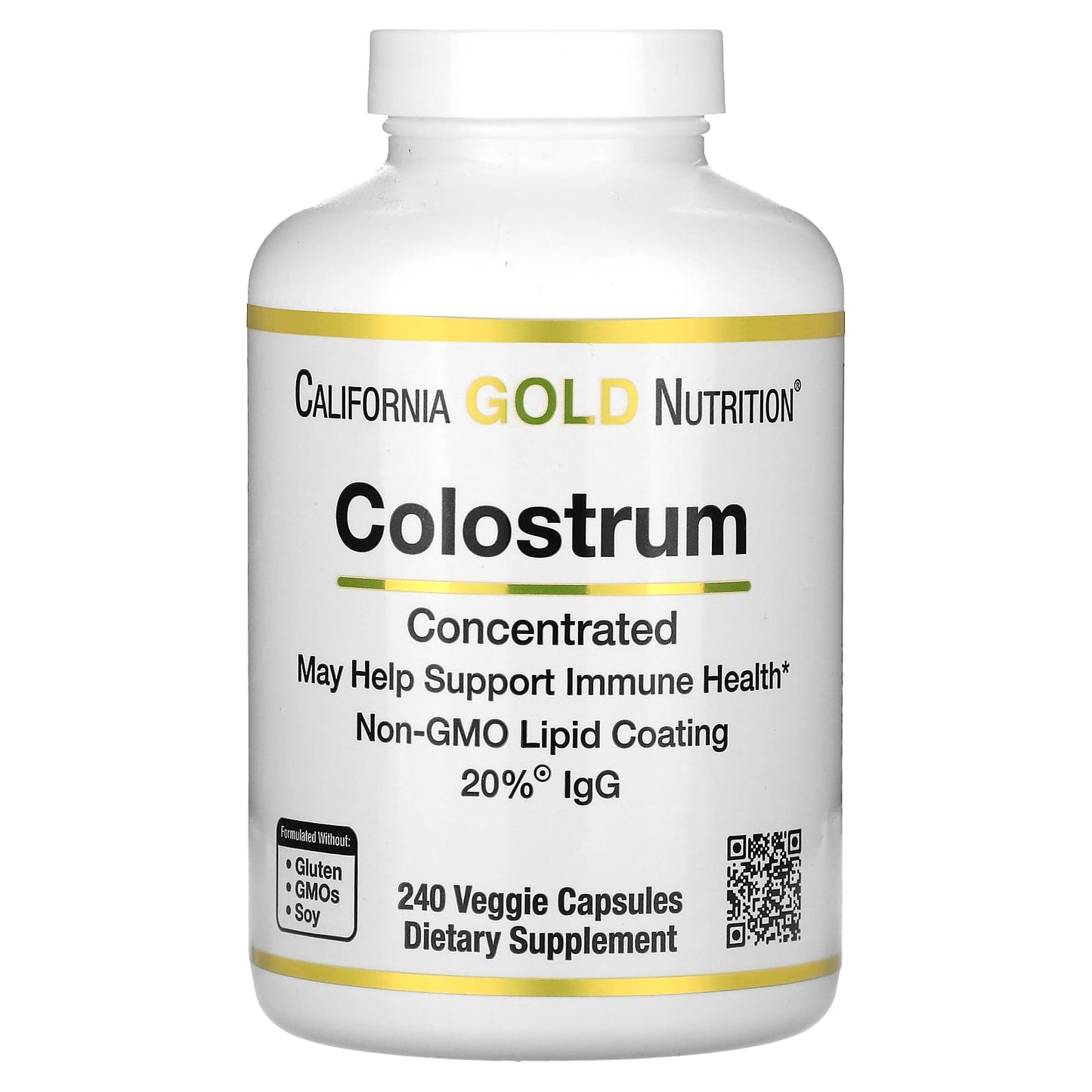 California Gold Nutrition-Colostrum-240 Veggie Capsules