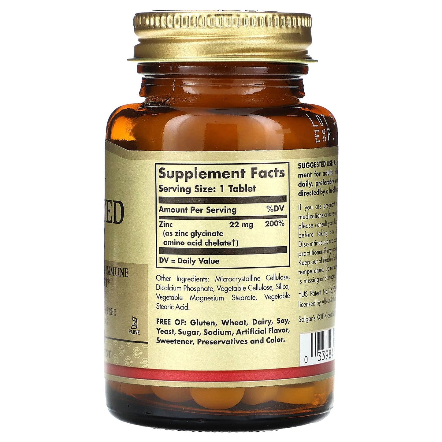 Solgar, Chelated Zinc , 100 Tablets