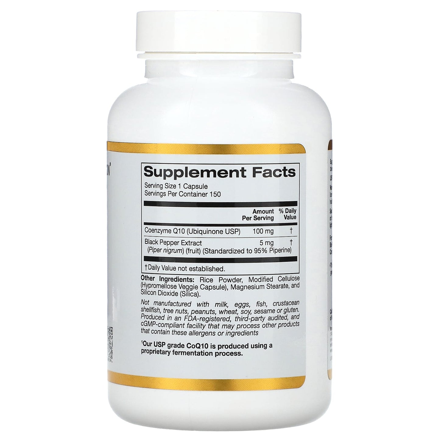 California Gold Nutrition, CoQ10 with BioPerine, 100 mg, 150 Veggie Capsules