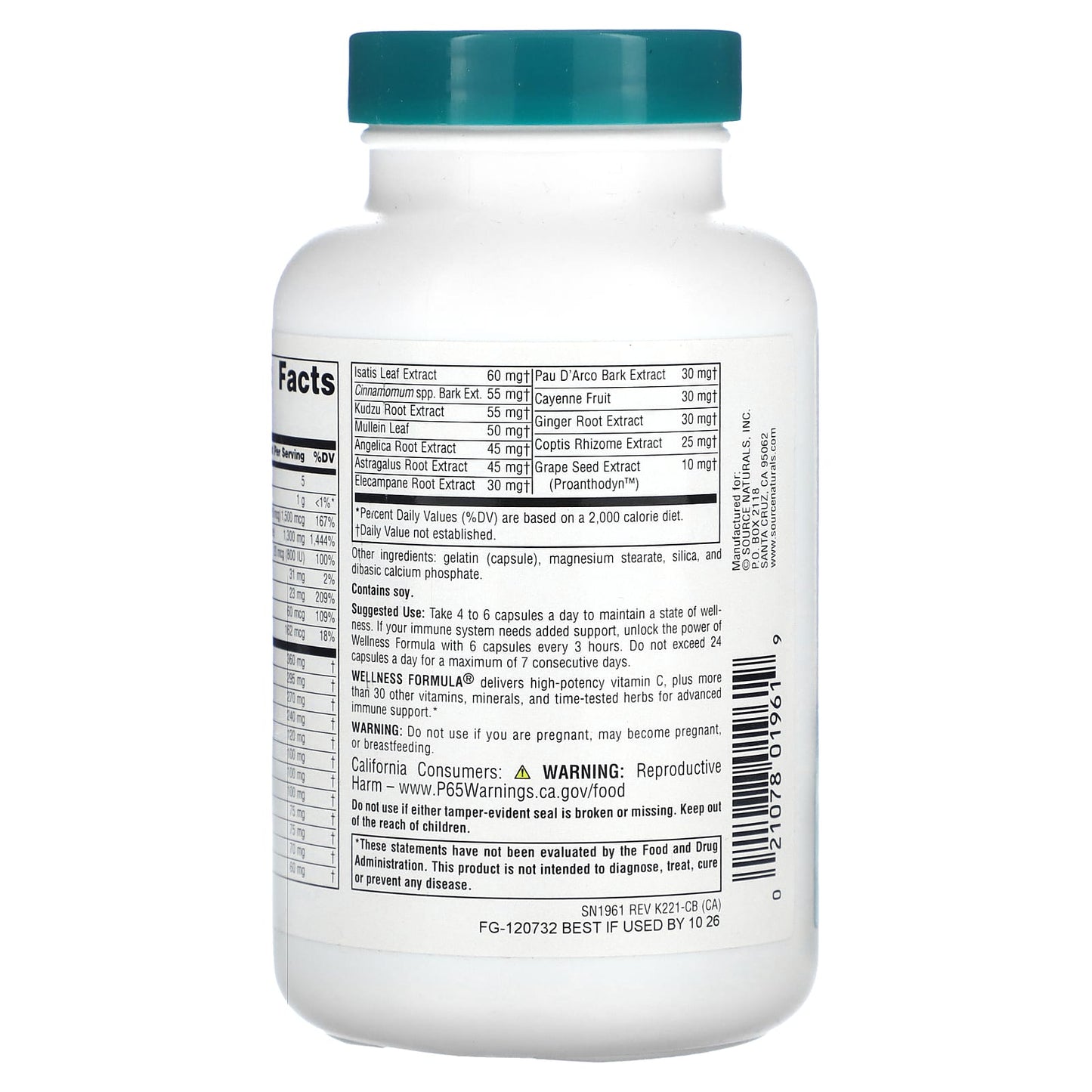 Source Naturals, Wellness Formula, Advanced Immune Support, 120 Capsules