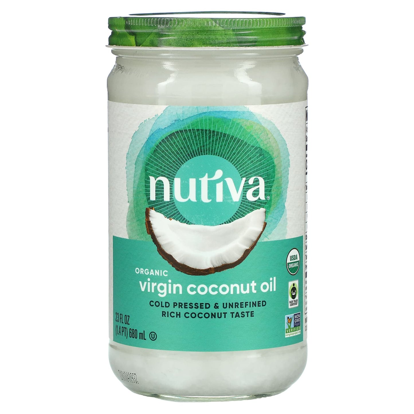 Nutiva-Organic Virgin Coconut Oil-23 fl oz (680 ml)