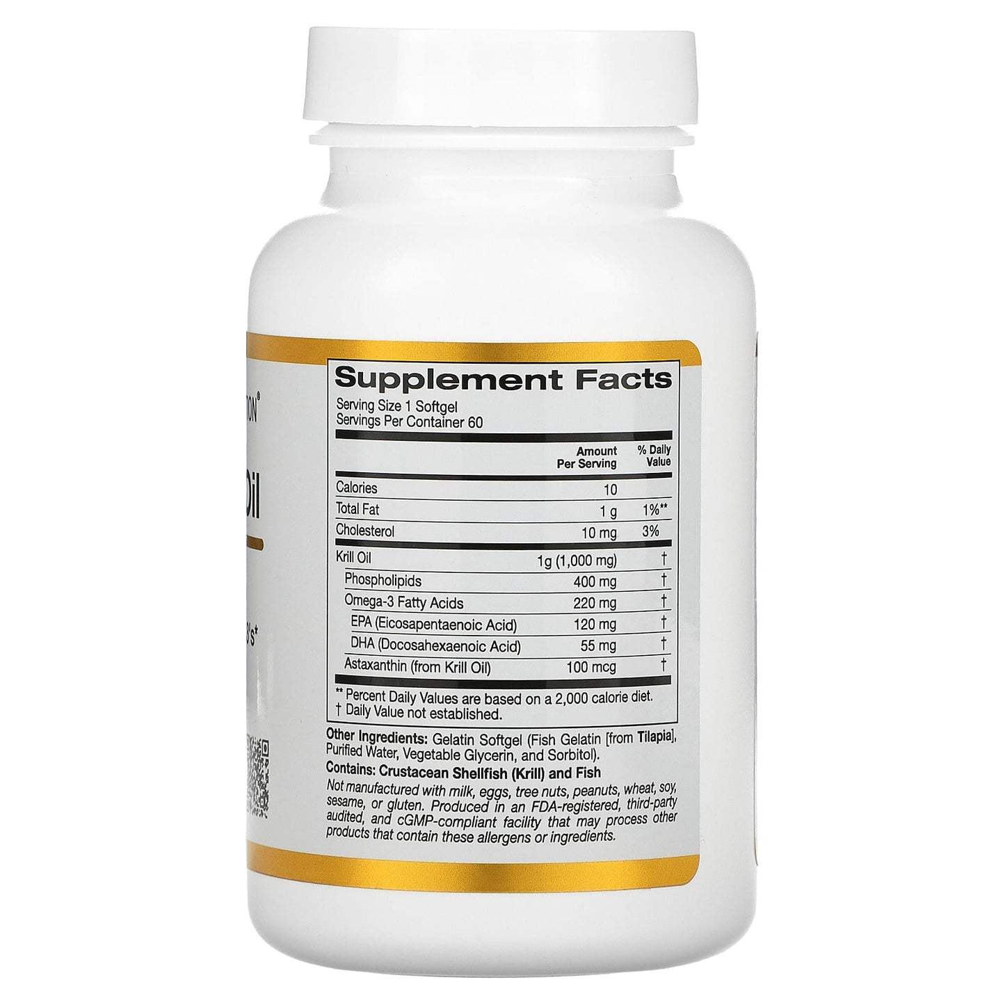 California Gold Nutrition, Premium Krill Oil with Superba2, 1,000 mg, 60 Fish Gelatin Softgels