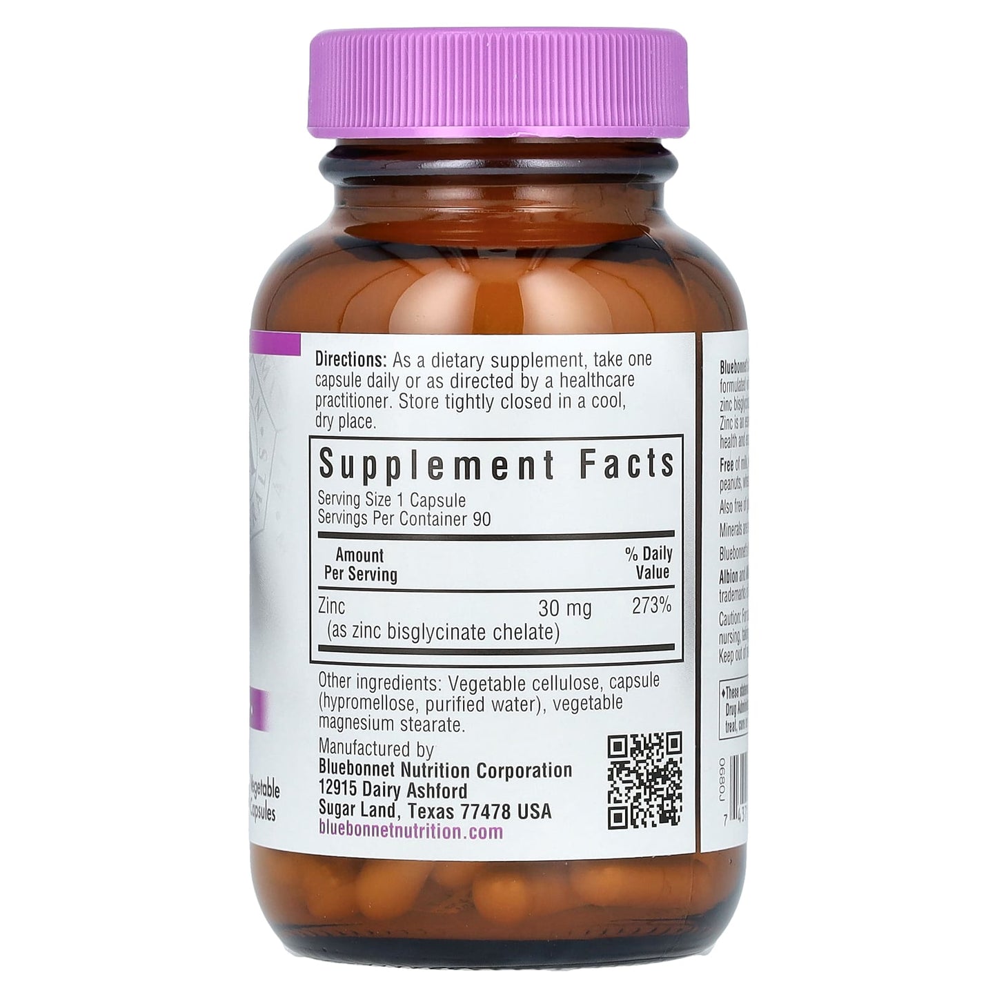 Bluebonnet Nutrition, Chelated Zinc, 90 Vegetable Capsules
