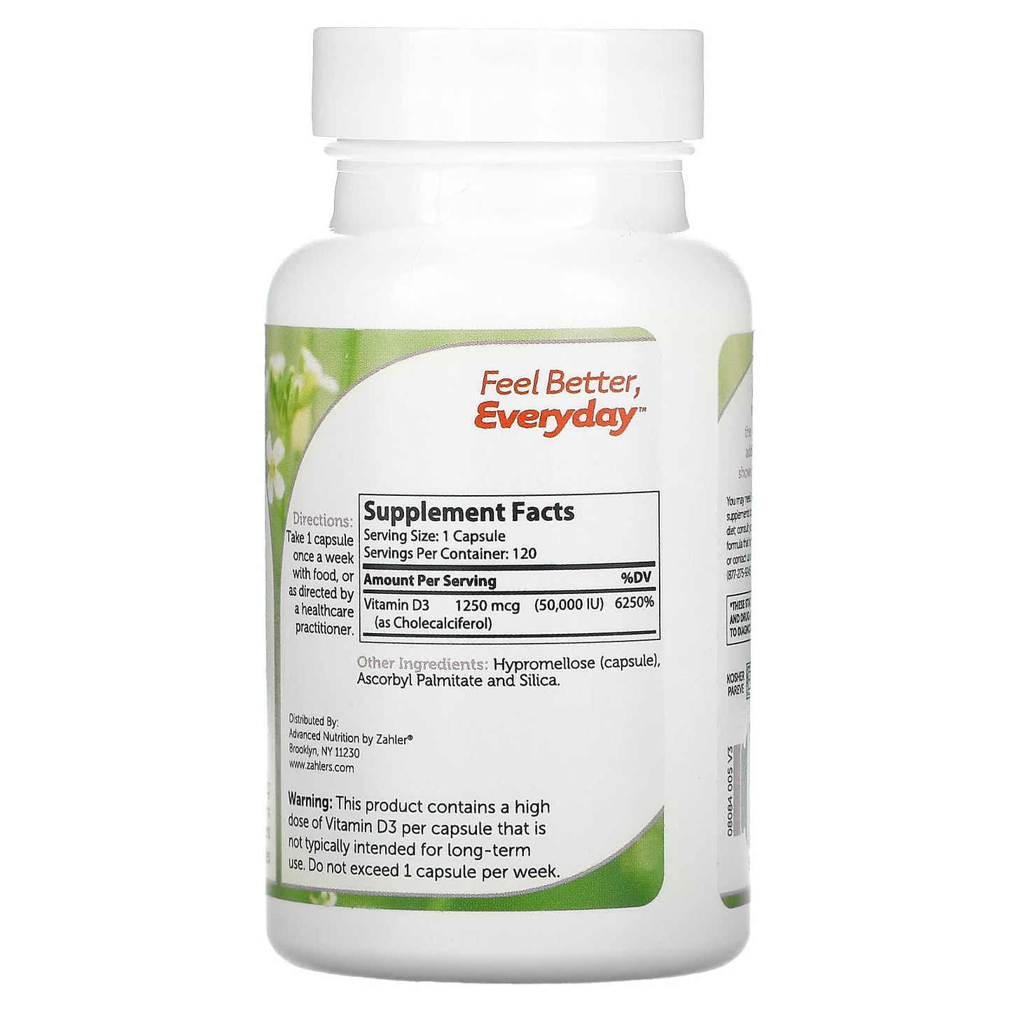 Zahler, Vitamin D3, 1,250 mcg (50,000 IU), 120 Capsules