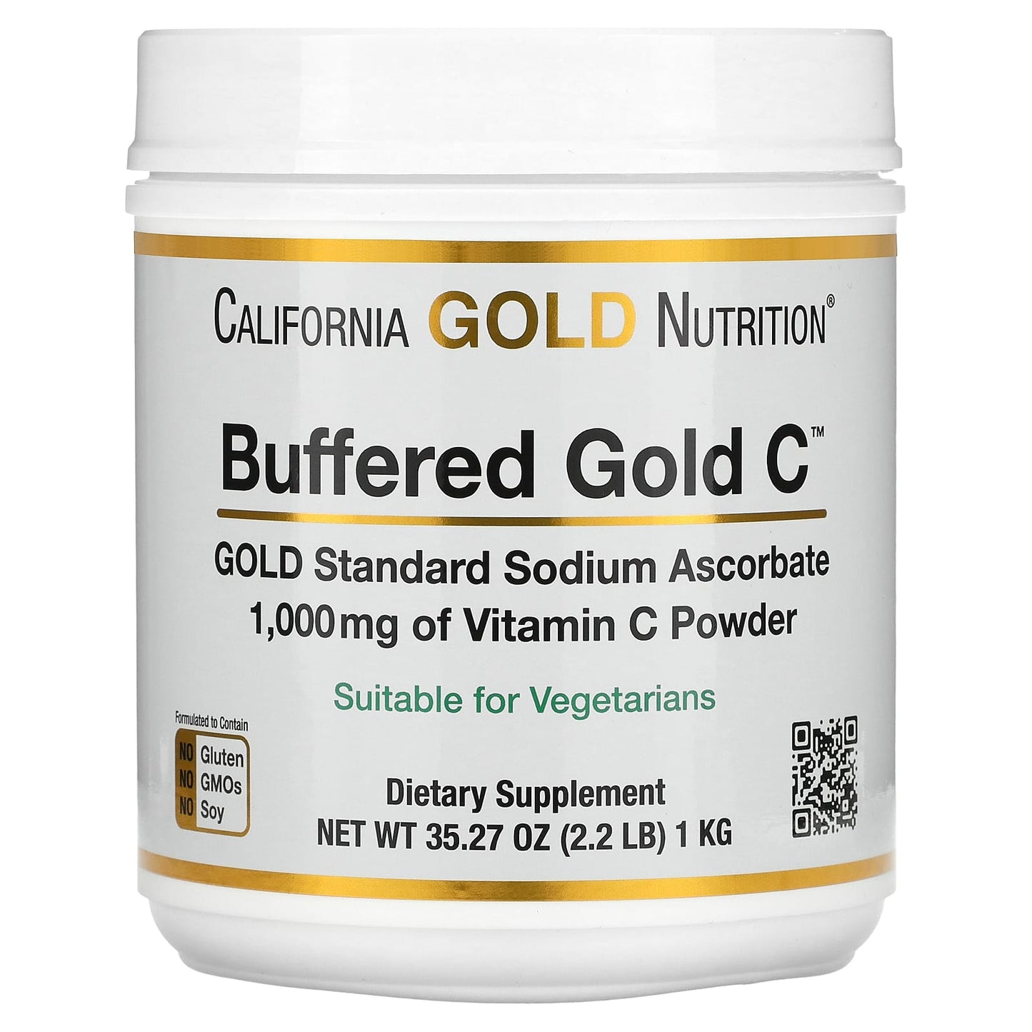 California Gold Nutrition-Buffered Gold C-Non-Acidic Vitamin C Powder-Sodium Ascorbate-2.2 lb (1 kg)