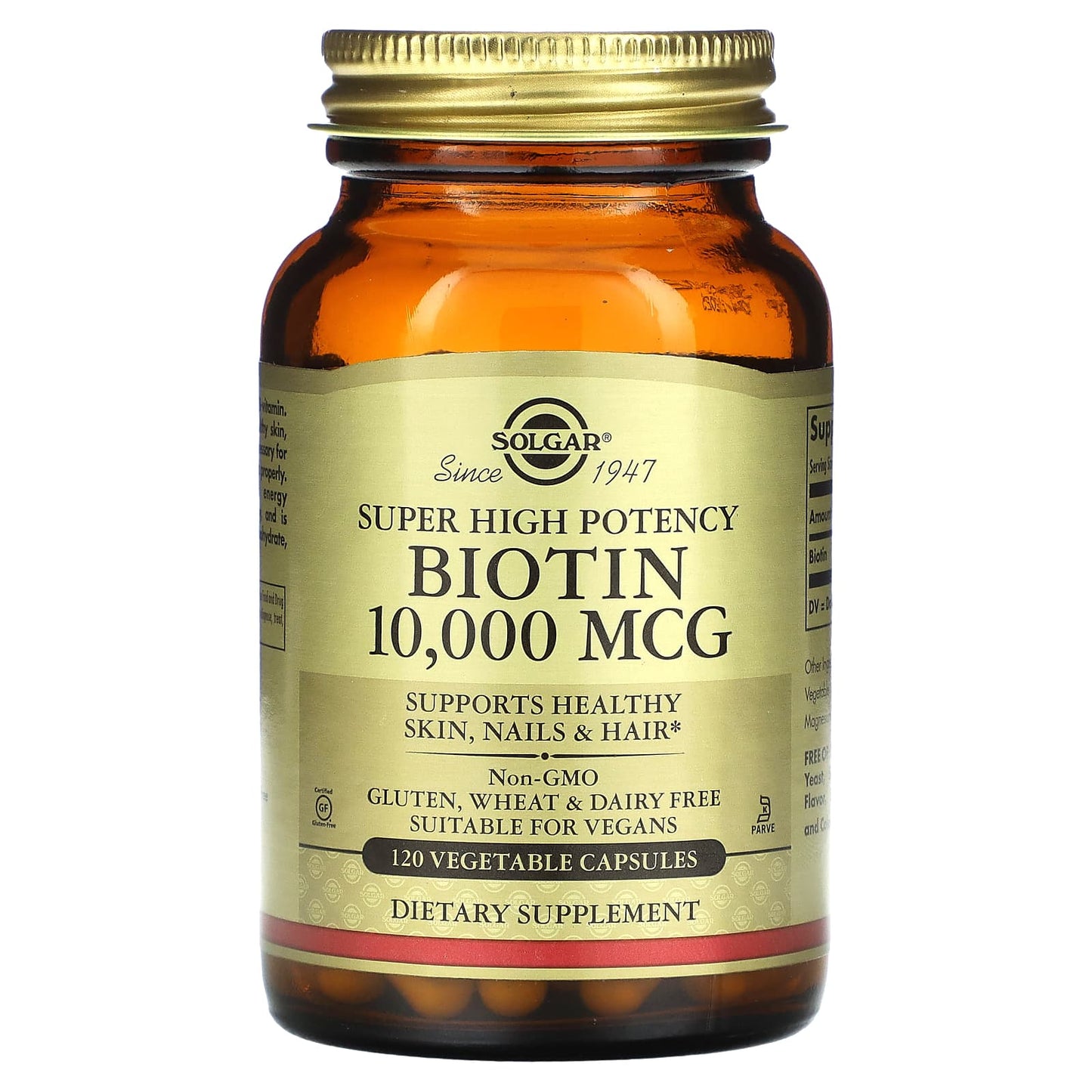 Solgar-Super High Potency Biotin-10,000 mcg-120 Vegetable Capsules