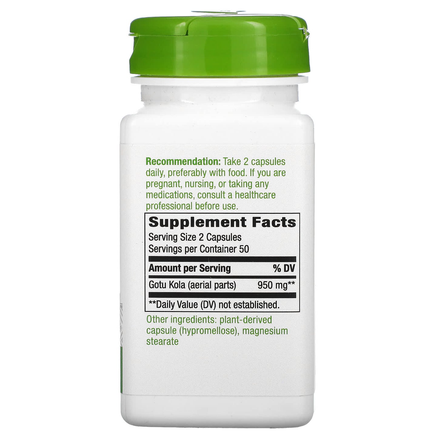Nature's Way, Gotu Kola Herb, 950 mg, 100 Vegan Capsules (475 mg per Capsule)