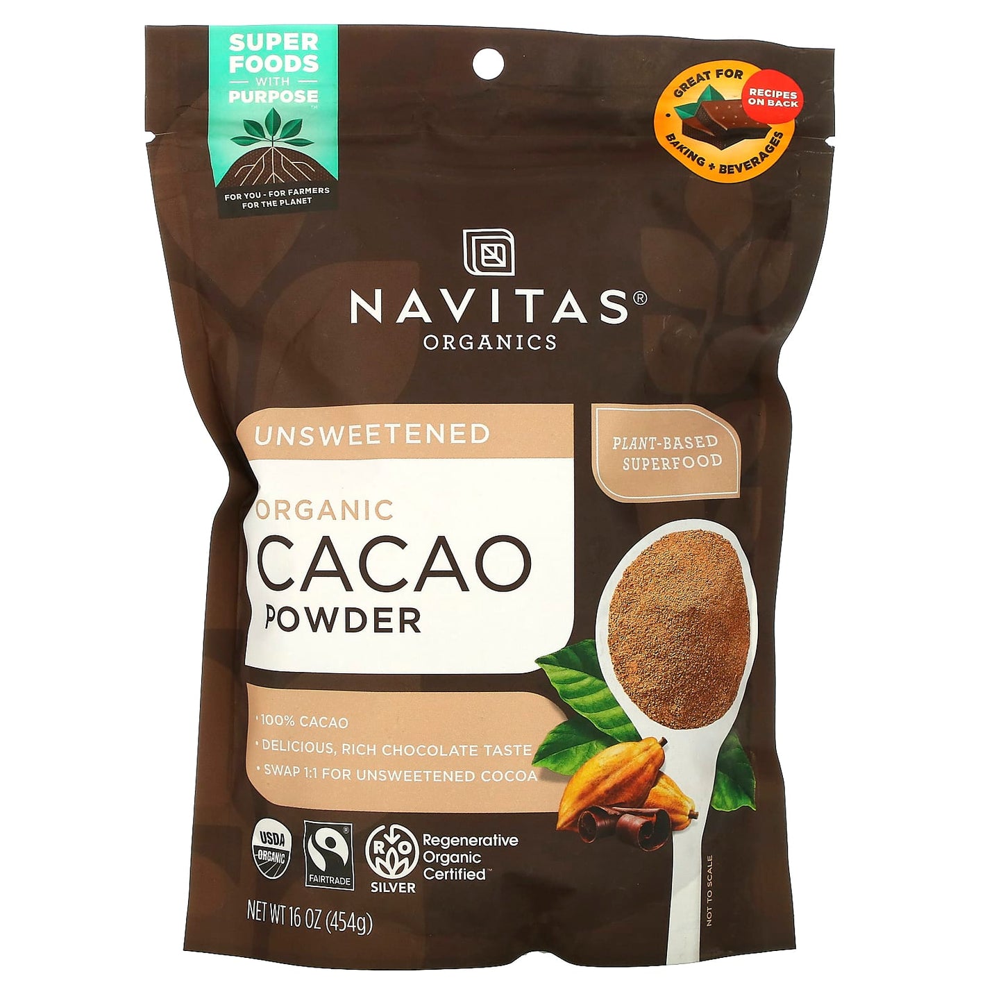 Navitas Organics-Organic Cacao Powder-16 oz (454 g)