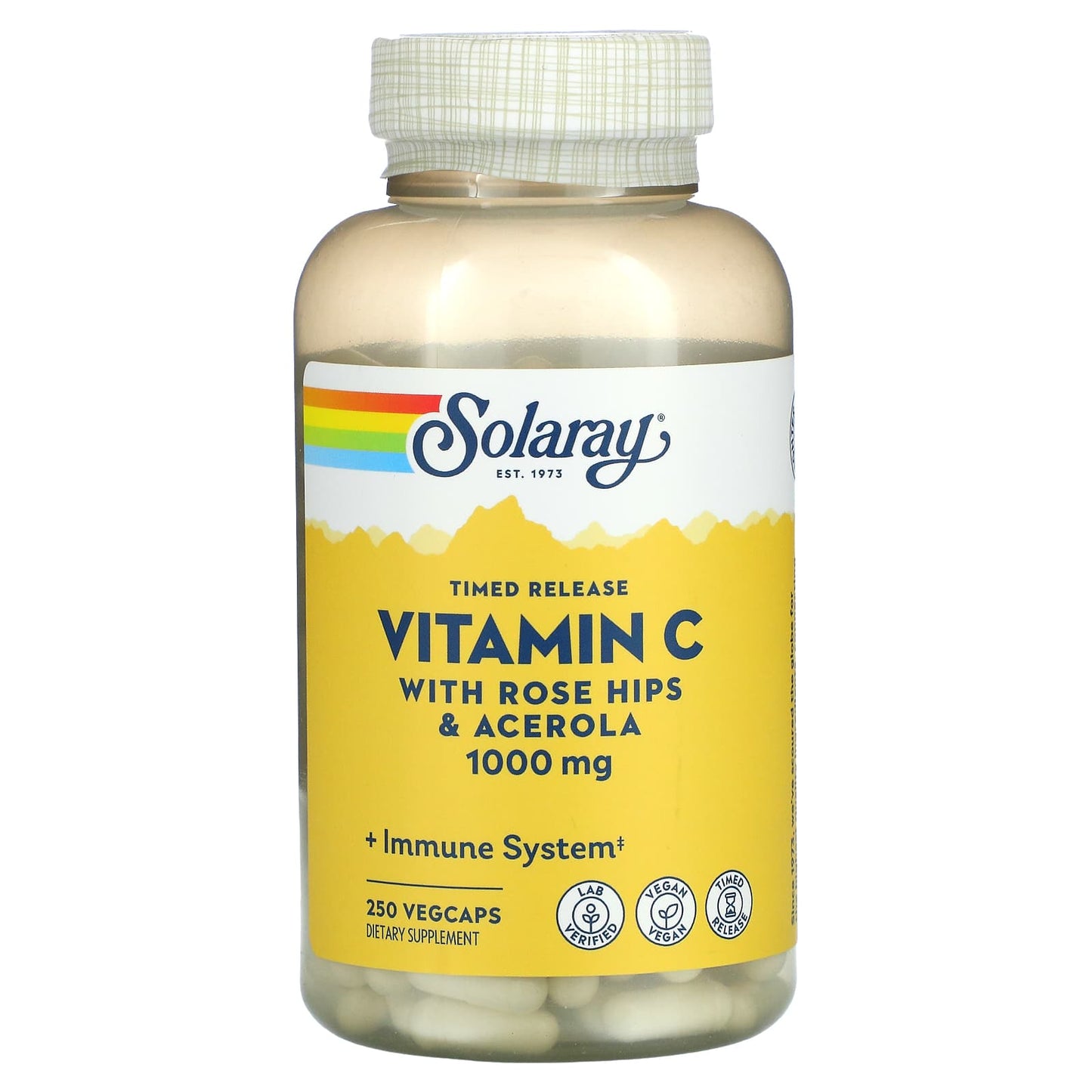 Solaray-Timed Release Vitamin C with Rose Hips & Acerola-1,000 mg-250 VegCaps