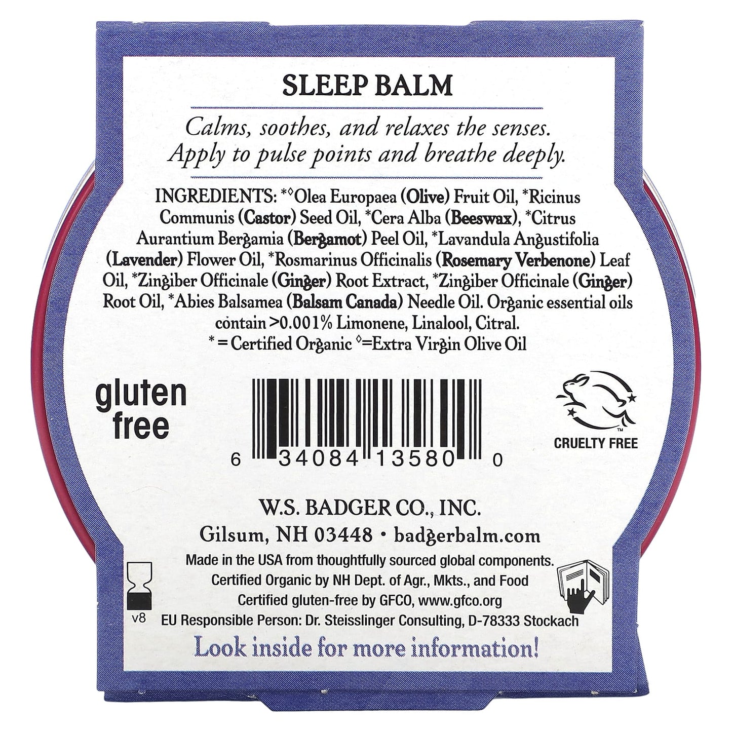 Badger Company, Organic Sleep Balm, Lavender & Bergamot, 2 oz (56 g)
