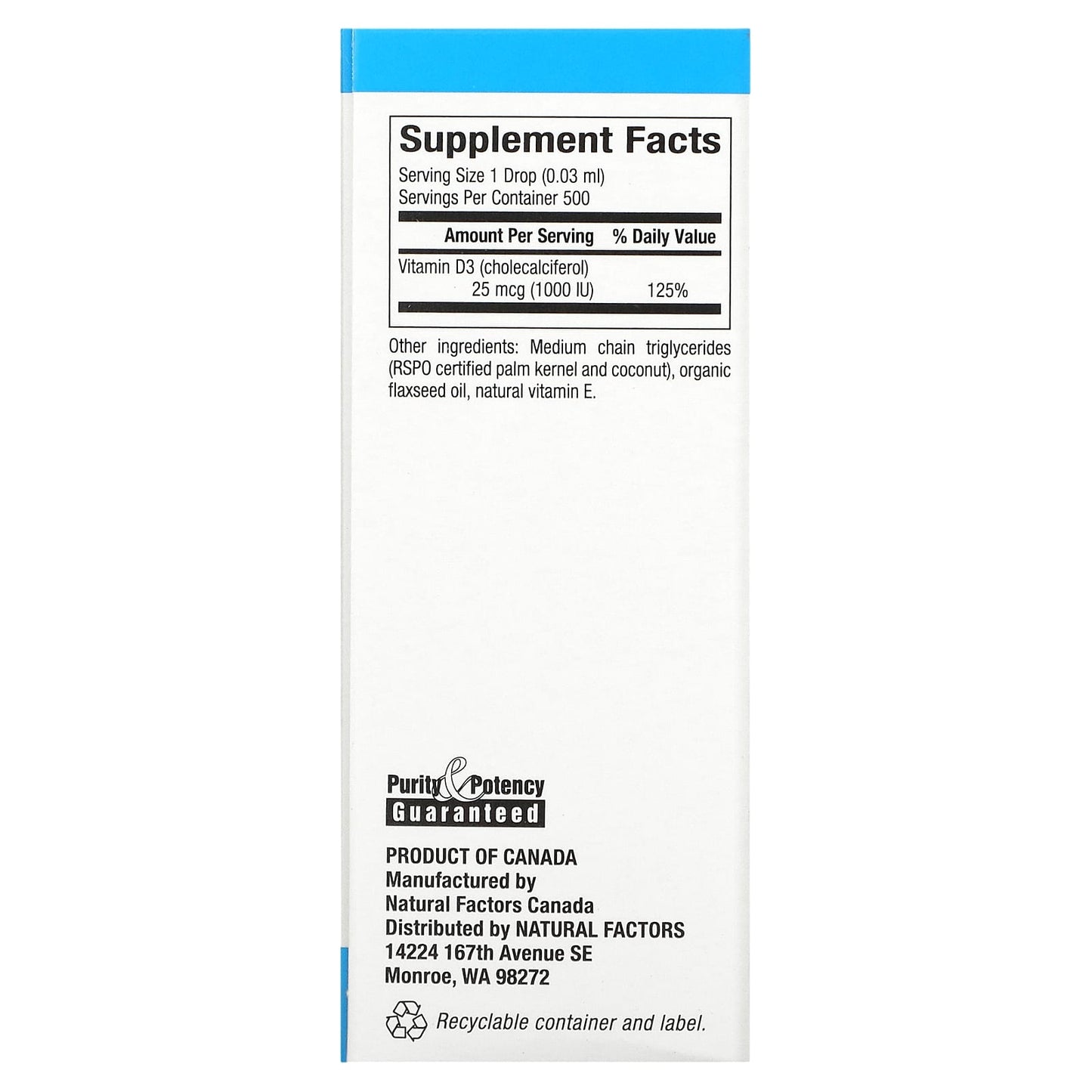 Natural Factors, Vitamin D3 Drops, Unflavored, 25 mcg (1,000 IU), 0.5 fl oz (15 ml)