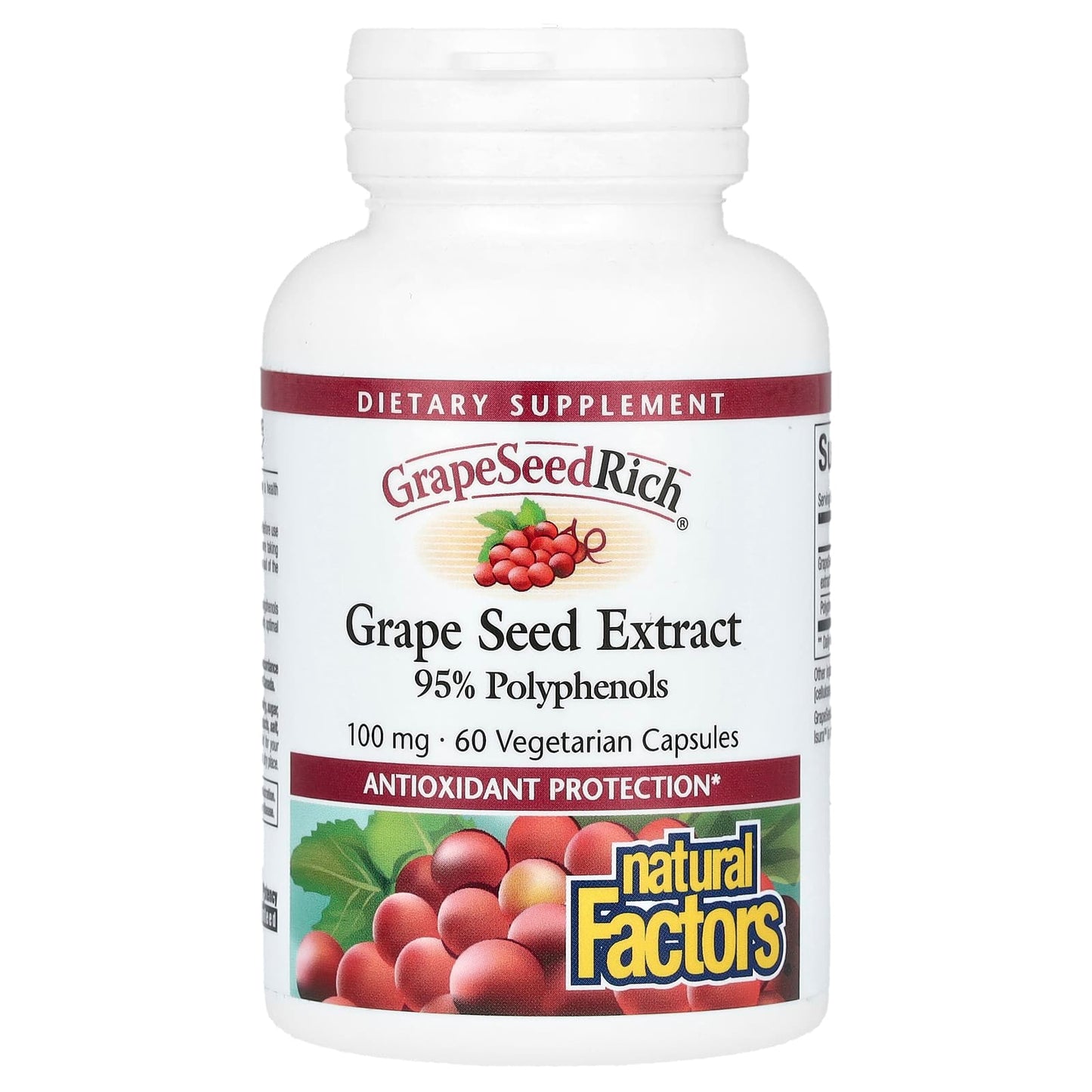 Natural Factors-GrapeSeedRich-Grape Seed Extract-100 mg-60 Vegetarian Capsules
