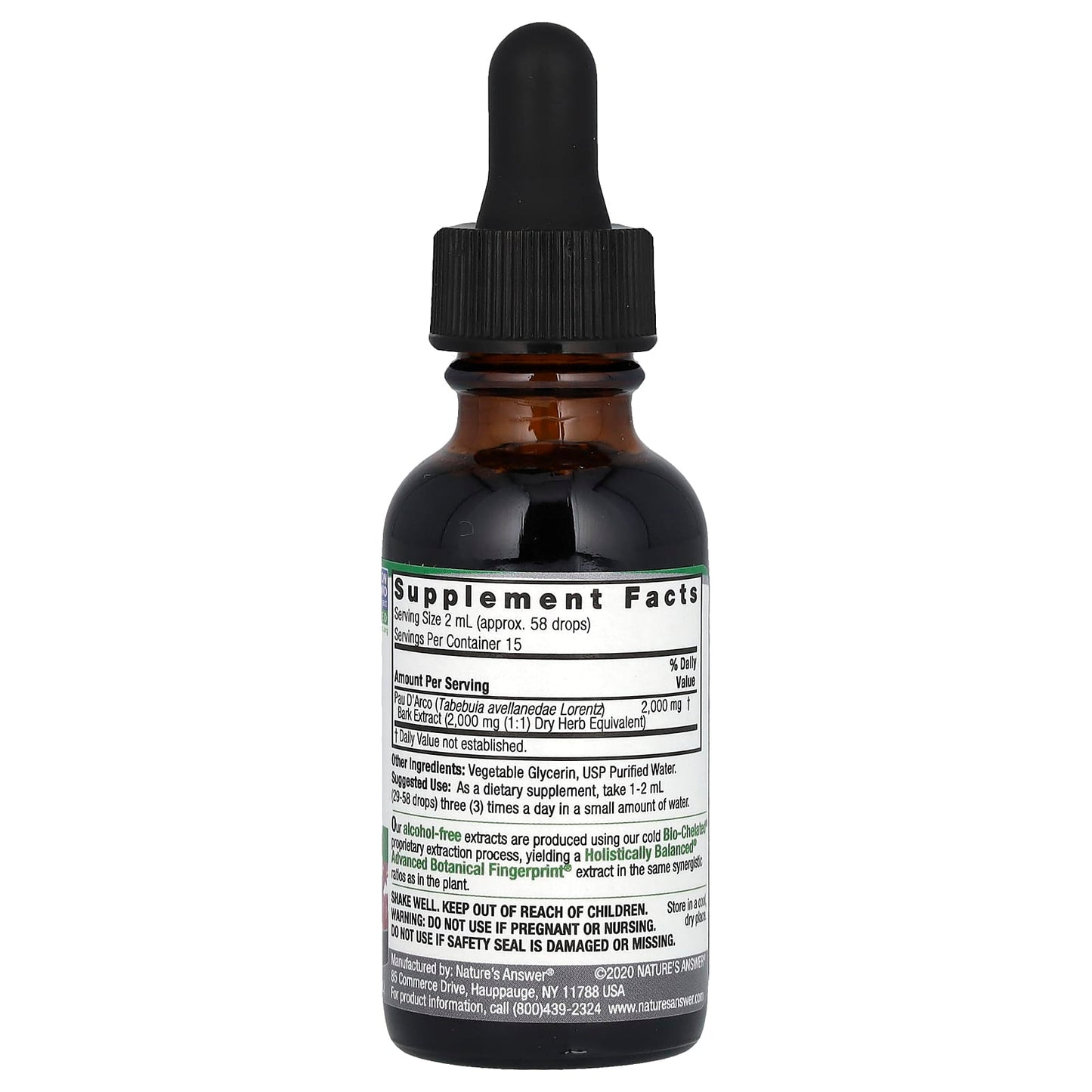 Nature's Answer, Pau D' Arco Bark, Alcohol-Free, 2,000 mg, 1 fl oz (30 ml)