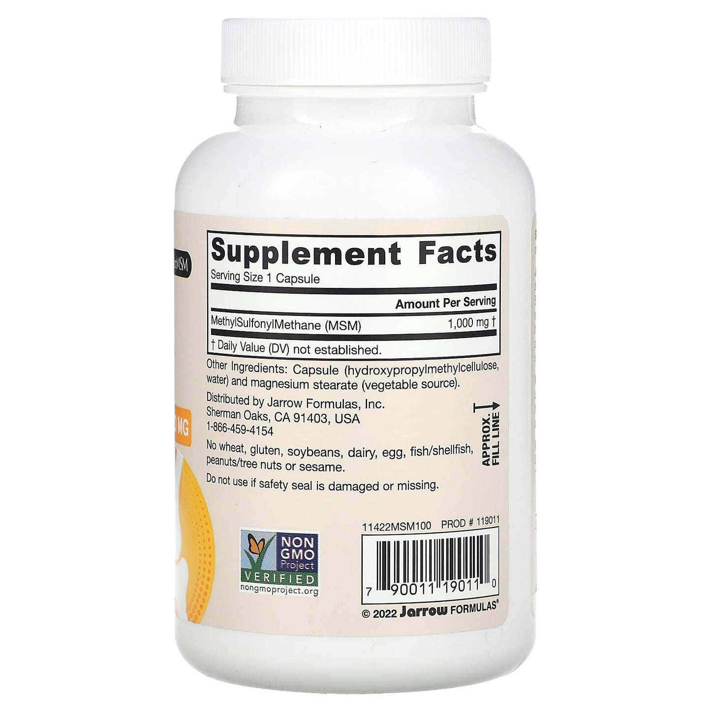 Jarrow Formulas, MSM, 1,000 mg, 100 Veggie Capsules