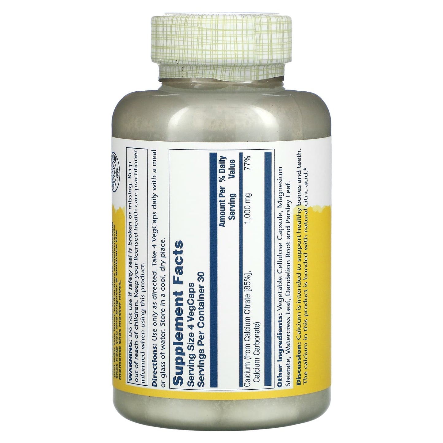 Solaray, Calcium Citrate, 1,000 mg, 120 VegCaps (250 mg per Capsule)