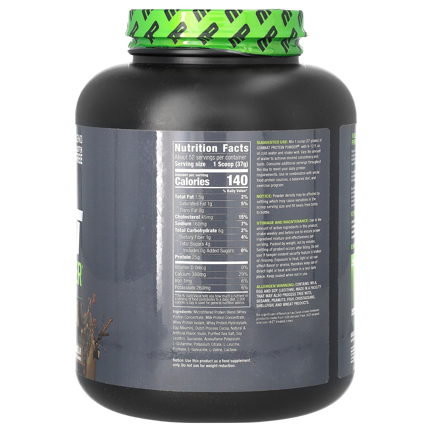 MusclePharm, Combat Protein Powder, Chocolate Milk, 4.1 lb (1.86 kg)