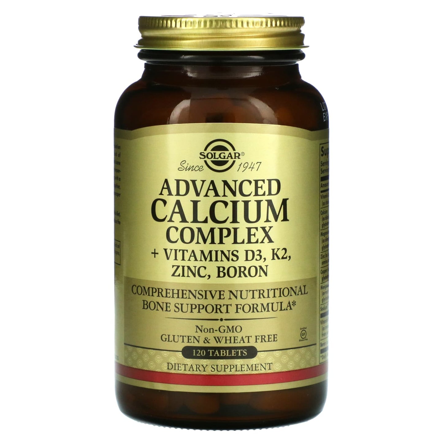Solgar-Advanced Calcium Complex + Vitamins D3-K2-Zinc-Boron-120 Tablets
