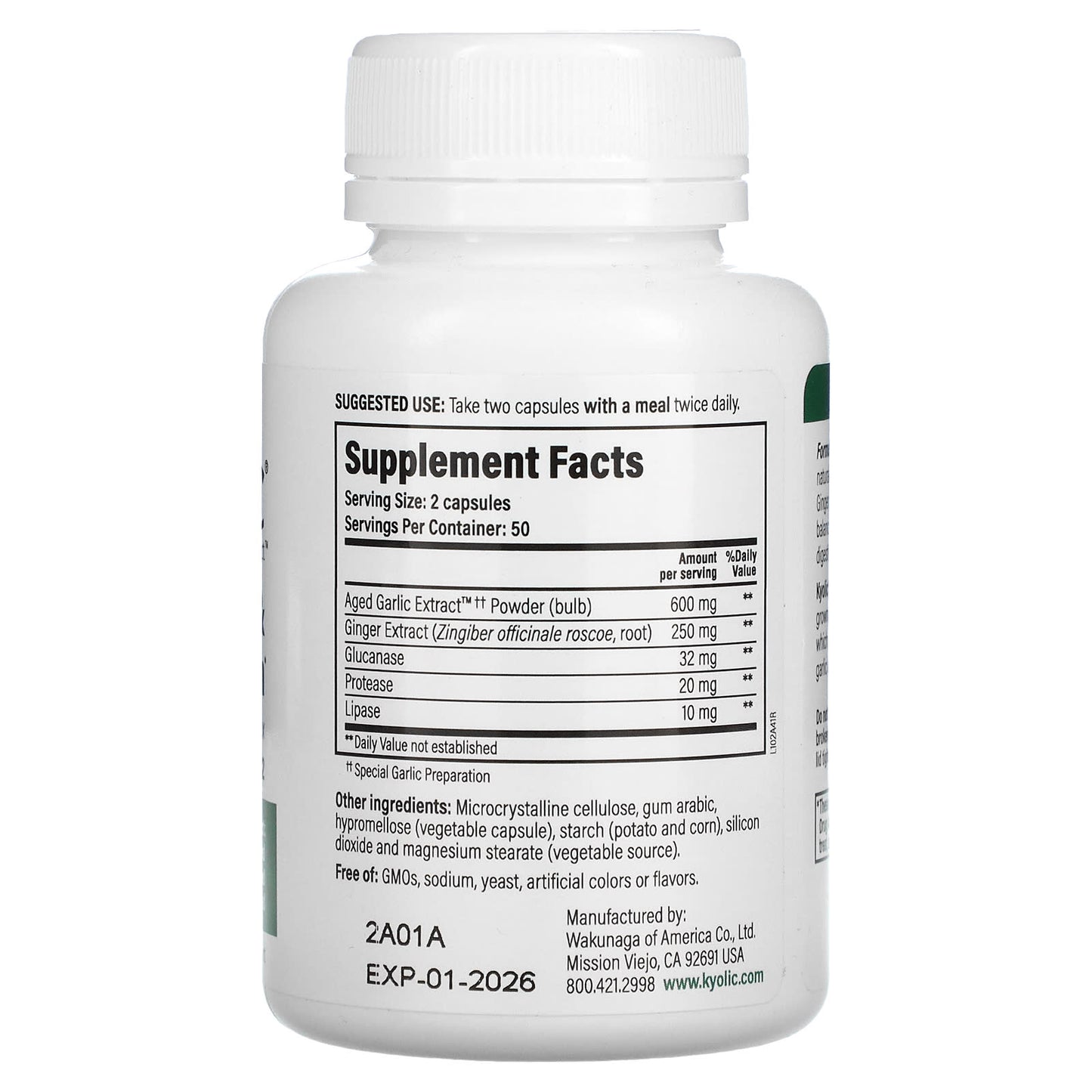 Kyolic, Aged Garlic Extract, Cleanse & Digestion Formula 102, 100 Veggie Capsules