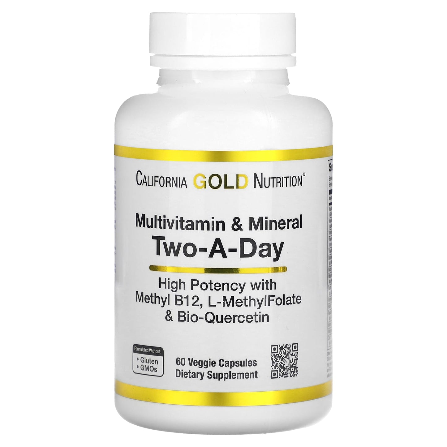 California Gold Nutrition-Multivitamin and Mineral-Two-A-Day-60 Veggie Capsules