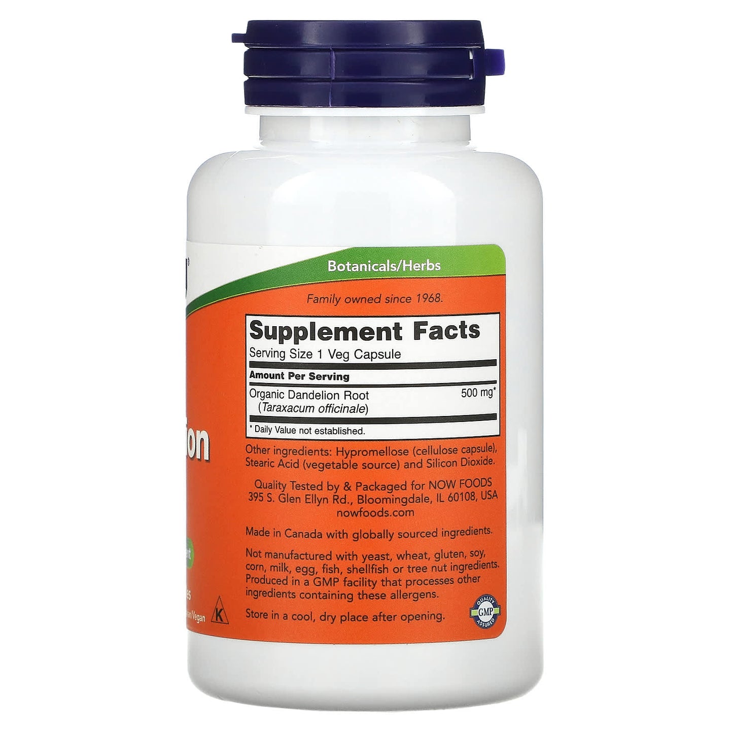 NOW Foods, Dandelion Root, 500 mg, 100 Veg Capsules