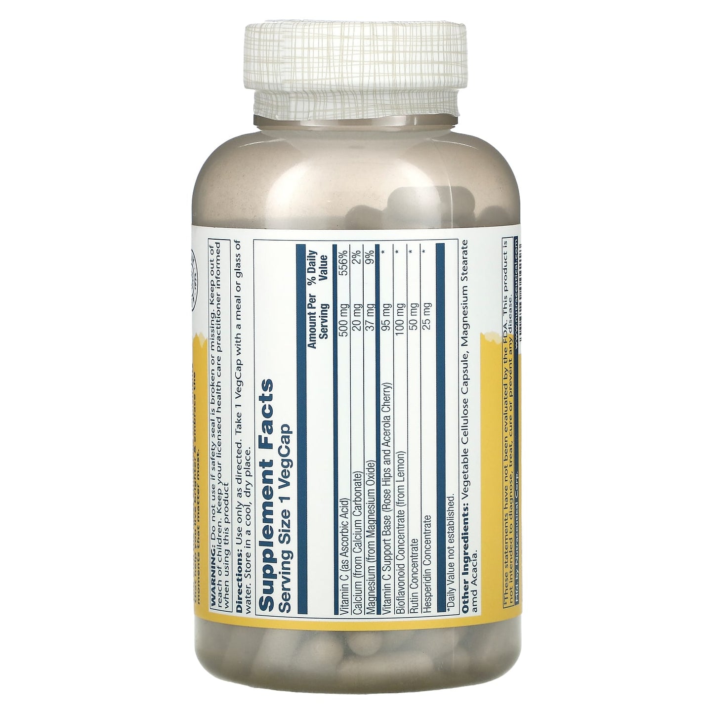 Solaray, Buffered Vitamin C with Bioflavonoid Concentrate, 500 mg, 250 VegCaps