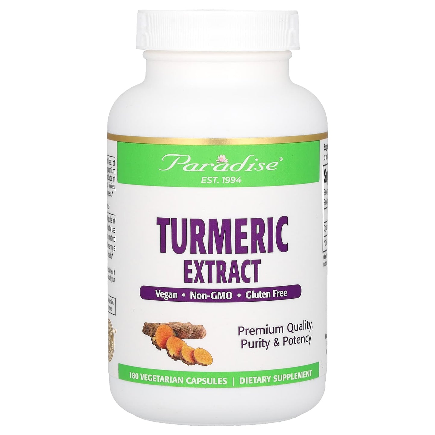 Paradise Herbs-Turmeric Extract-180 Vegetarian Capsules