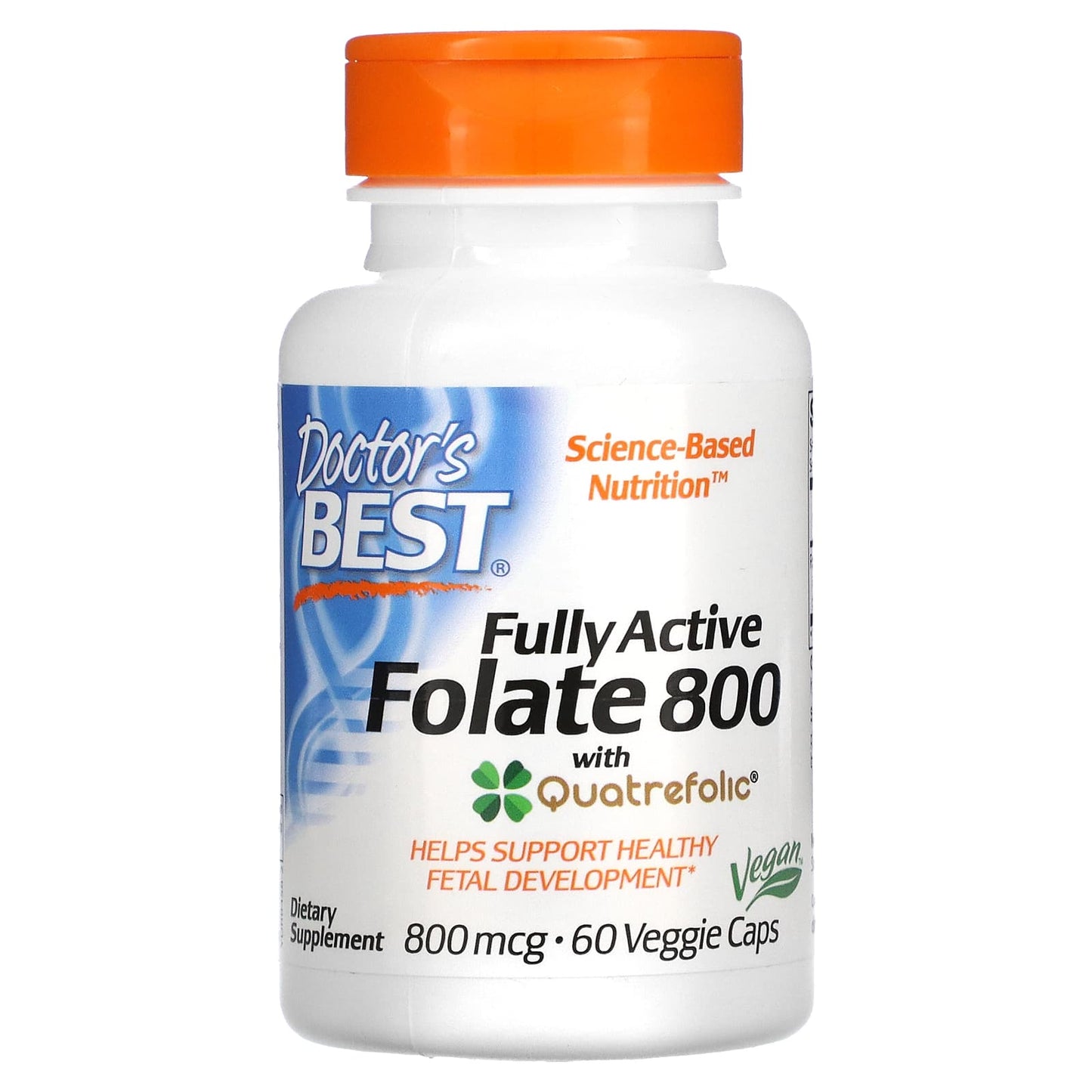 Doctor's Best-Fully Active Folate 800 with Quatrefolic-800 mcg-60 Veggie Caps