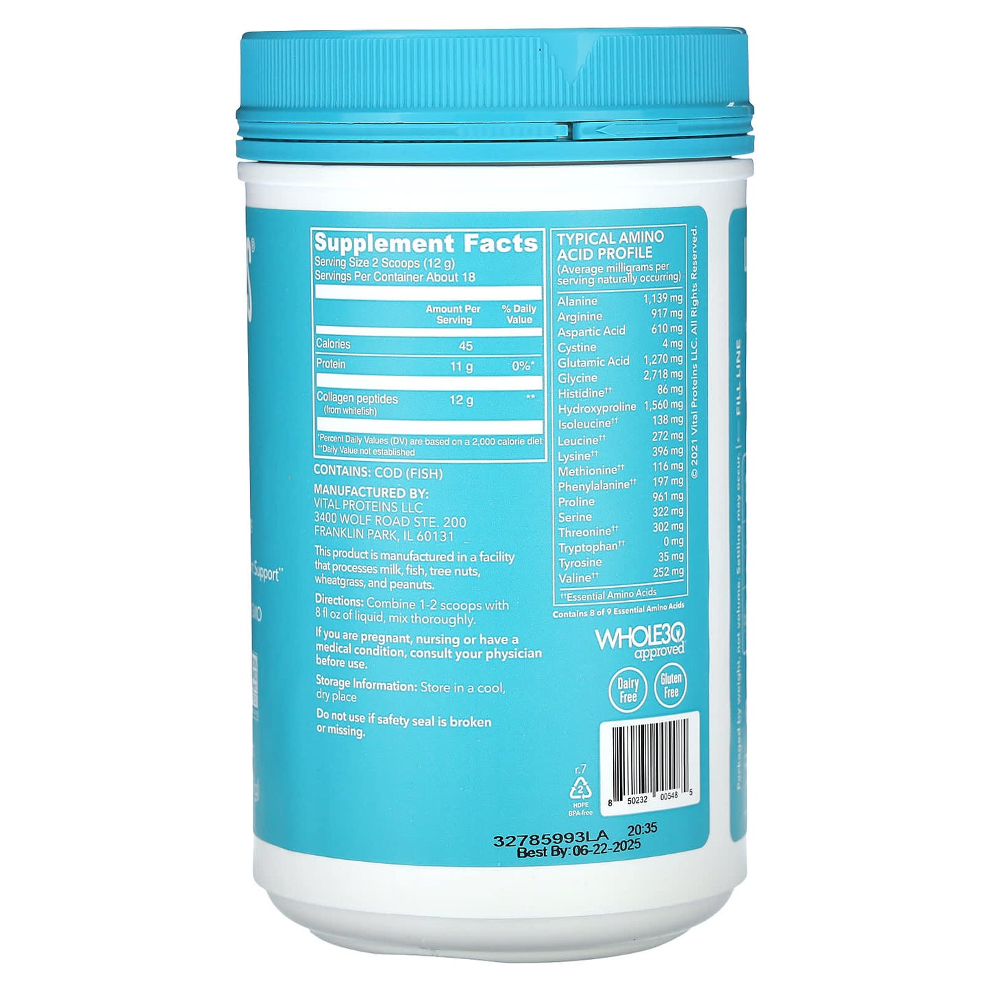 Vital Proteins, Marine Collagen, Unflavored, 7.8 oz (221 g)