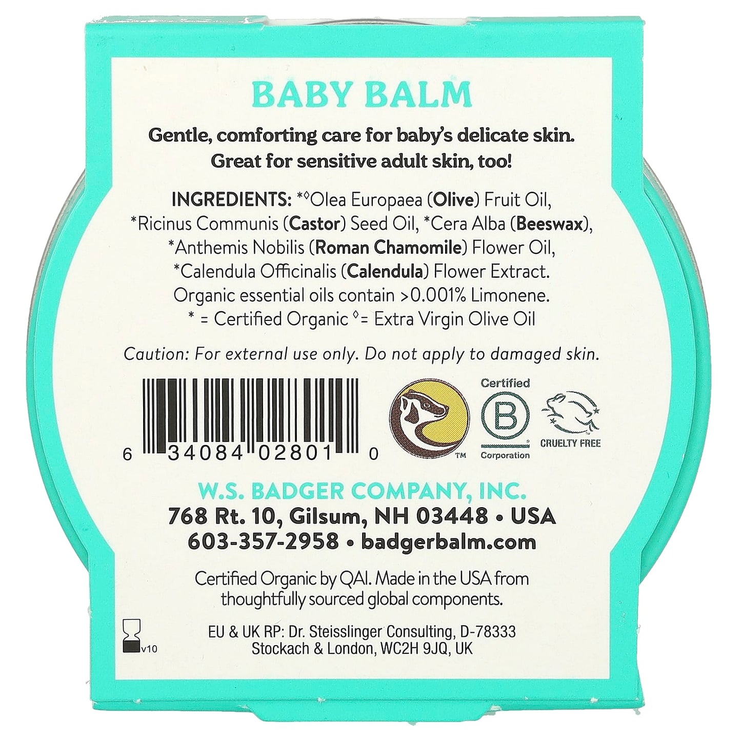 Badger Company, Organic Baby Balm, Chamomile and Calendula, 2 oz (56 g)