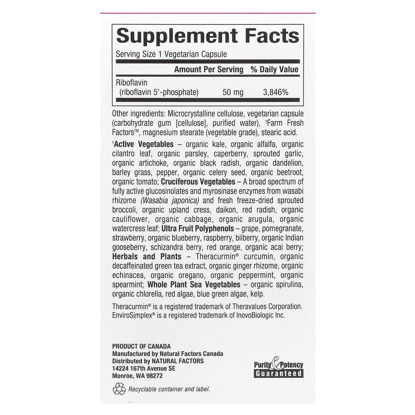 Natural Factors, BioCoenzymated, B2, Riboflavin 5'-Phosphate, 50 mg, 30 Vegetarian Capsules