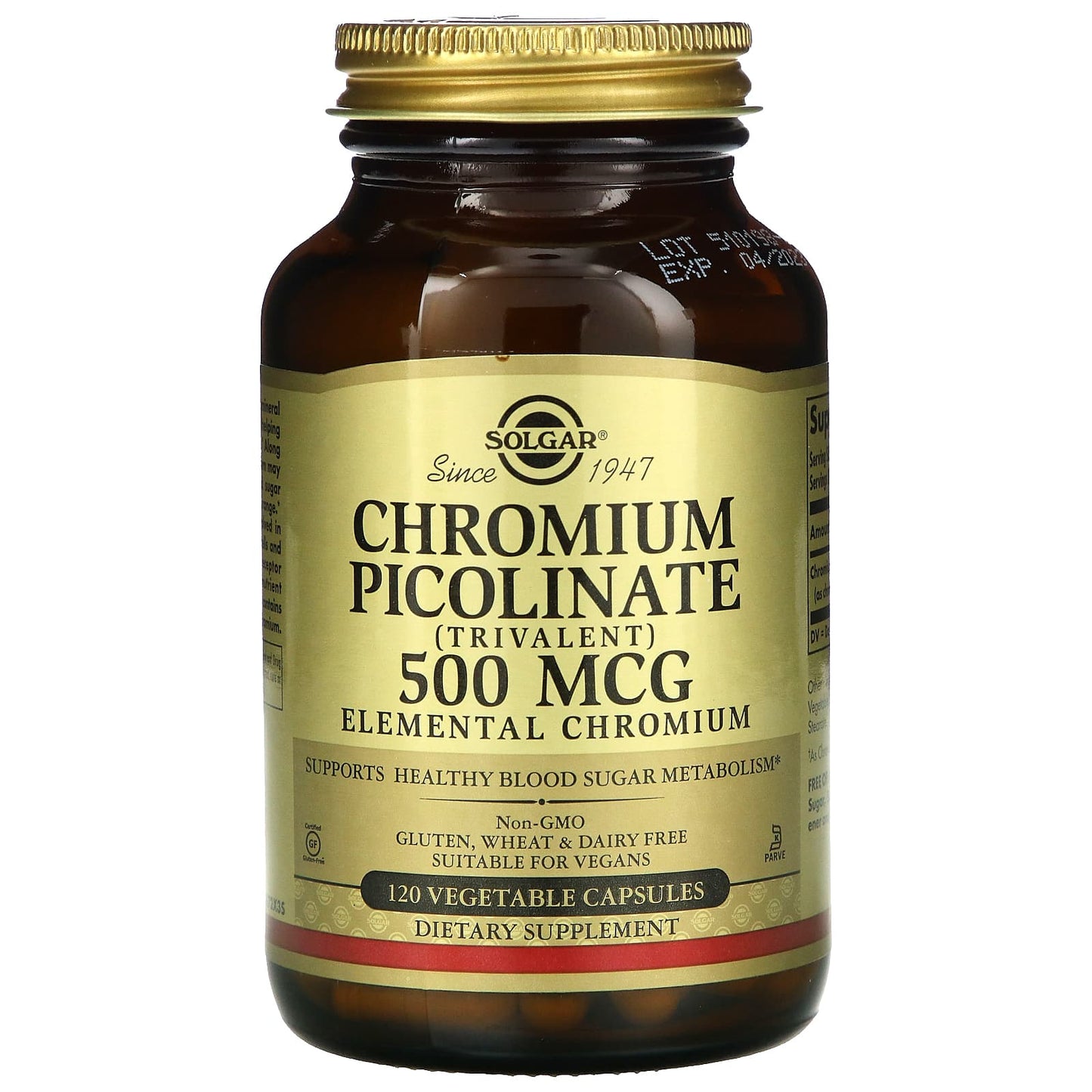 Solgar-Chromium Picolinate-500 mcg-120 Vegetable Capsules