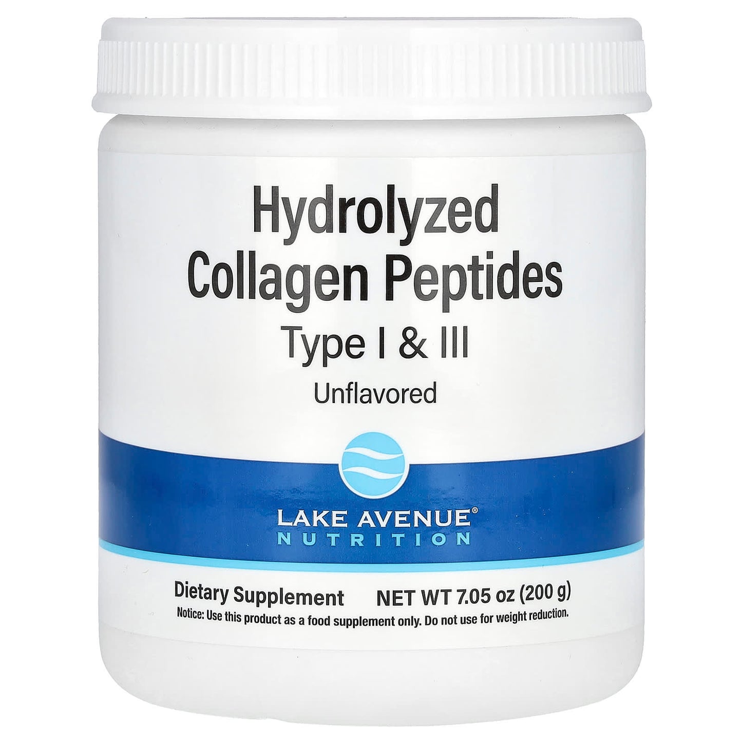 Lake Avenue Nutrition-Hydrolyzed Collagen Peptides-Type I and III-Unflavored-7.05 oz (200 g)
