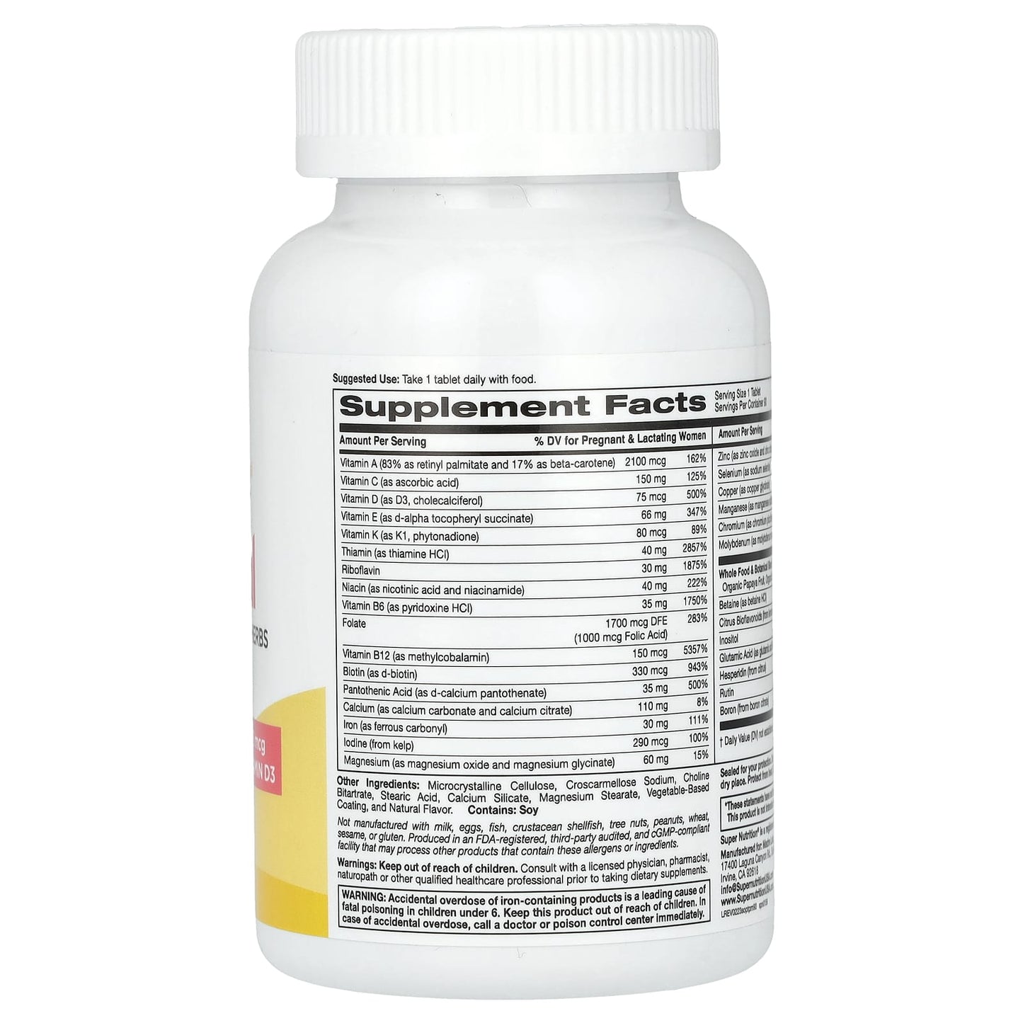 Super Nutrition, SimplyOne, Prenatal, Triple Power Multivitamins, 90 Tablets