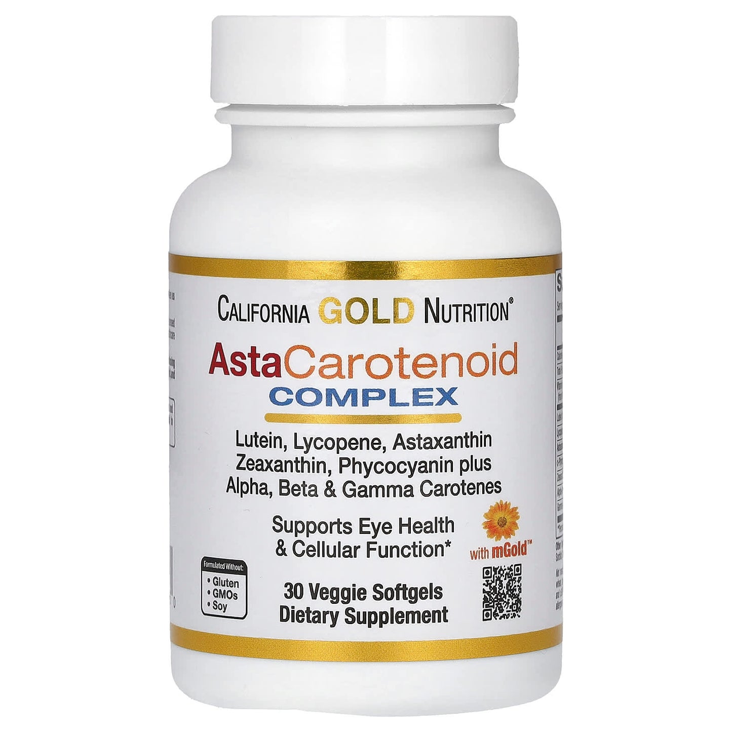California Gold Nutrition-AstaCarotenoid Complex-Lutein-Lycopene-and Astaxanthin Complex-30 Veggie Softgels