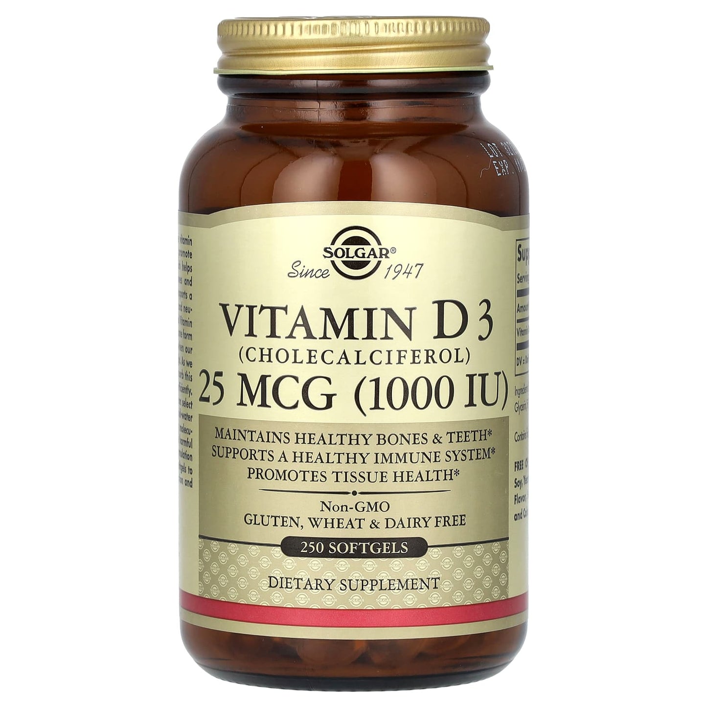 Solgar-Vitamin D3-25 mcg (1,000 IU)-250 Softgels