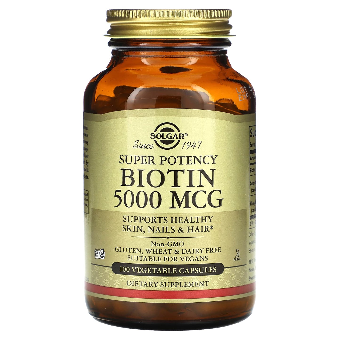Solgar-Biotin-5,000 mcg-100 Vegetable Capsules