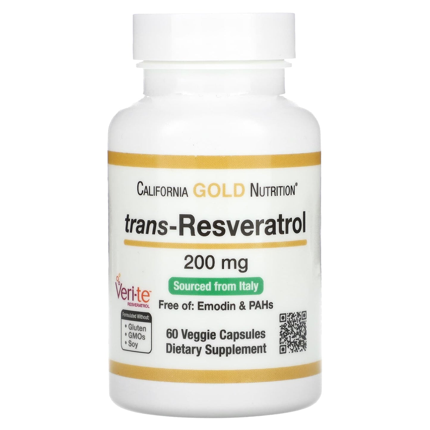 California Gold Nutrition-trans-Resveratrol-200 mg-60 Veggie Capsules