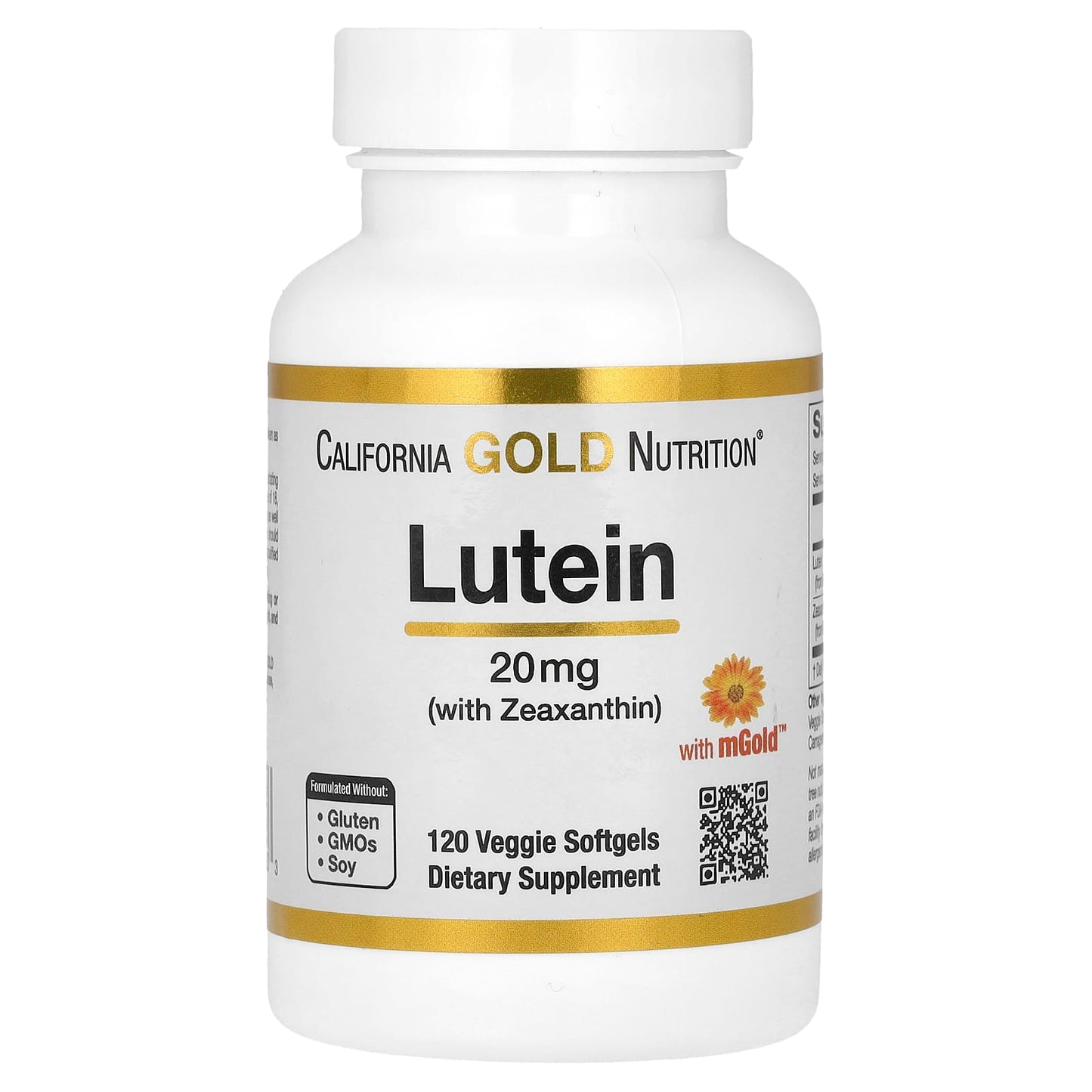 California Gold Nutrition-Lutein with Zeaxanthin-20 mg-120 Veggie Softgels