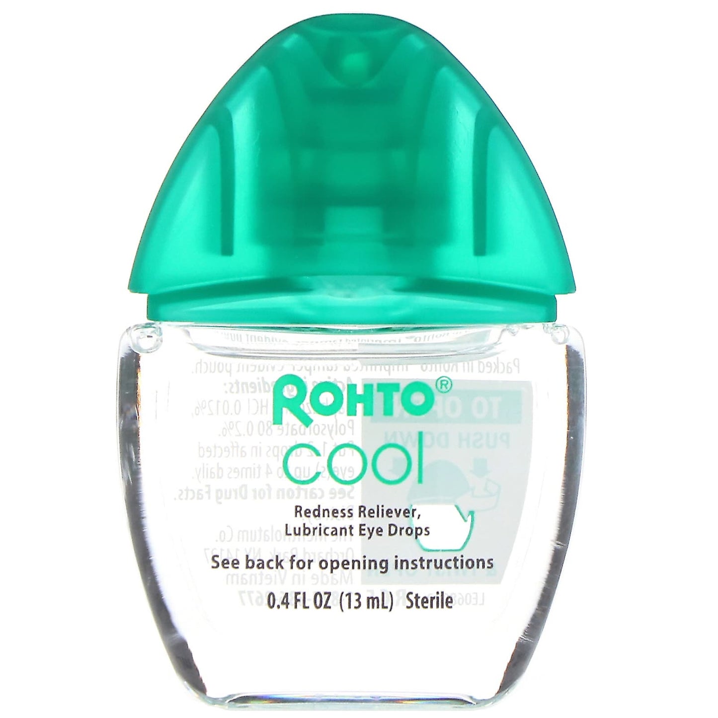 Rohto, Cooling Eye Drops, Dual Action Redness + Dryness Relief, 0.4 fl oz (13 ml)