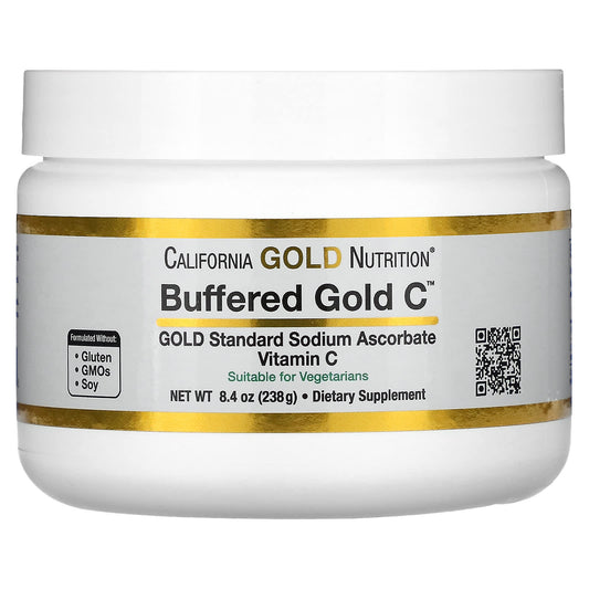 California Gold Nutrition-Buffered Gold C-Non-Acidic Vitamin C Powder-Sodium Ascorbate-8.40 oz (238 g)