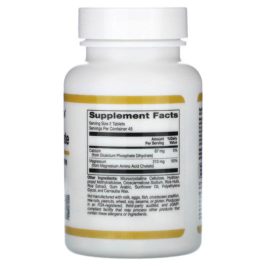 California Gold Nutrition, Magnesium Chelate, 210 mg, 90 Tablets (105 mg per Tablet )