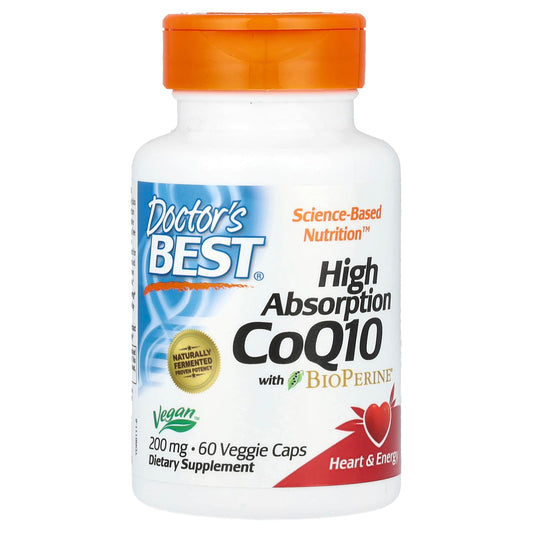 Doctor's Best-High Absorption CoQ10 with BioPerine-200 mg-60 Veggie Caps
