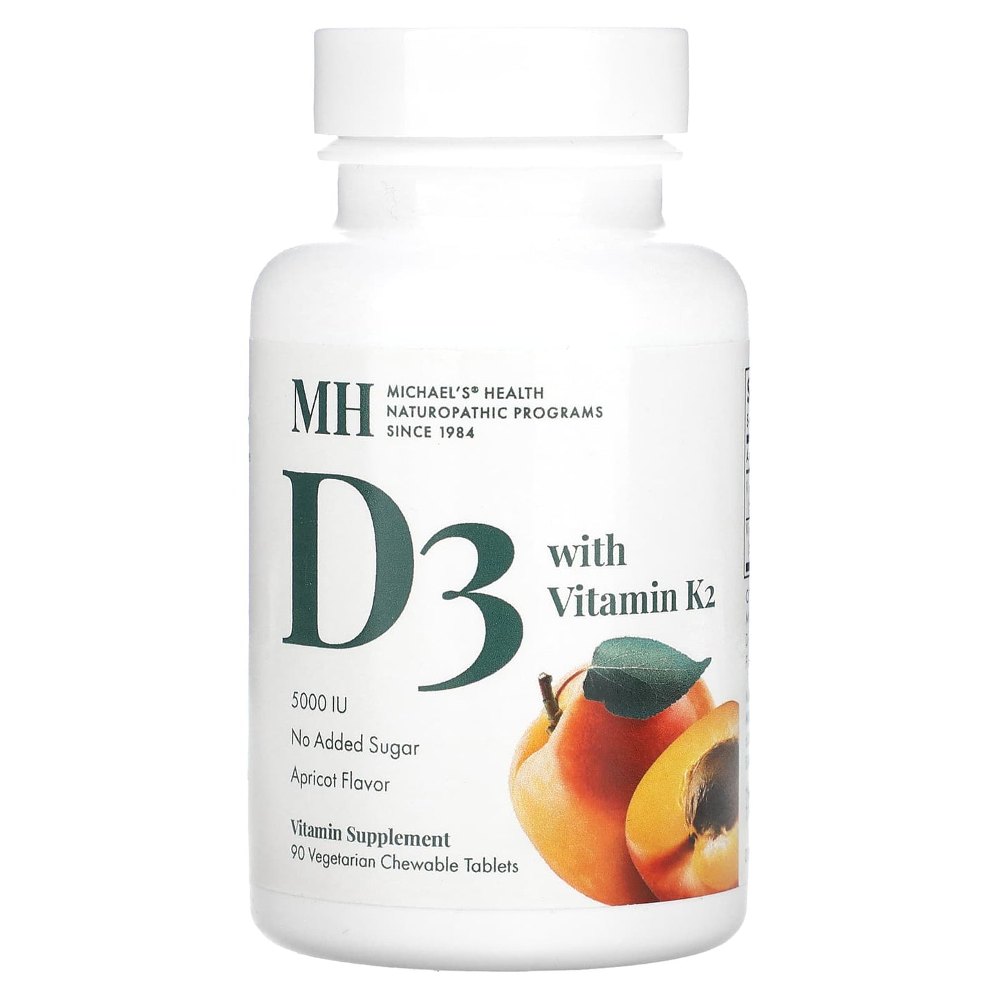 Michael's Naturopathic-D3 with Vitamin K2-Apricot-90 Vegetarian Chewable Tablets