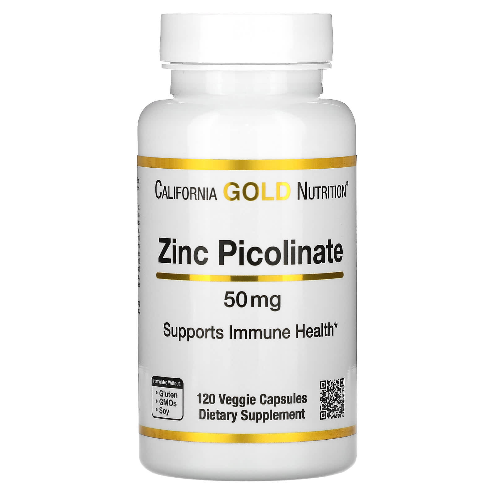 California Gold Nutrition-Zinc Picolinate-50 mg-120 Veggie Capsules